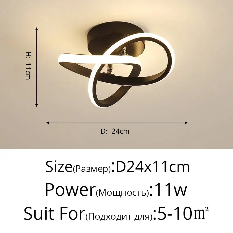 Modern intertwined led chandelier black & white living room light