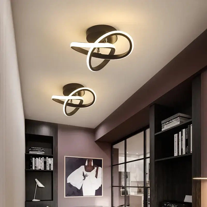 Modern intertwined led chandelier black & white living room light