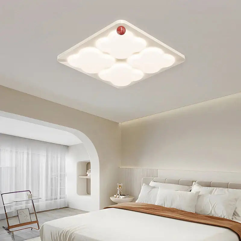Modern rectangular white cloud led chandelier ceiling light bedroom