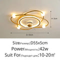 Modern black metal chandelier electric fan living room light