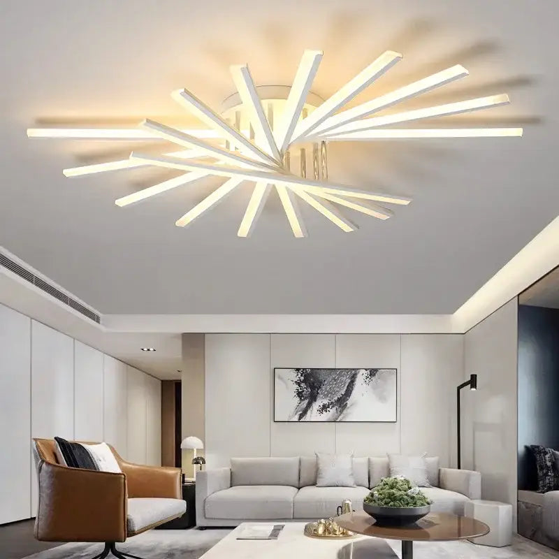 Modern starburst white decorbites led chandelier – living room fan
