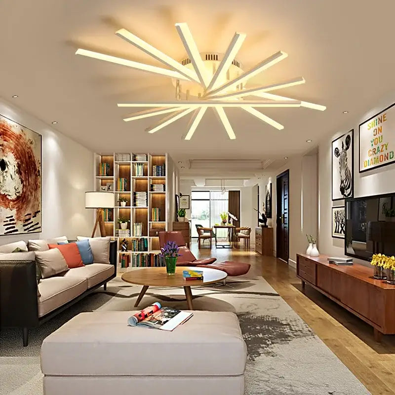 Modern starburst white decorbites led chandelier – living room fan
