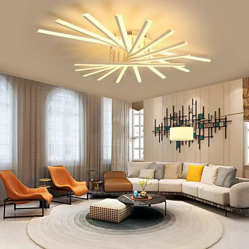 Modern starburst white decorbites led chandelier – living room fan