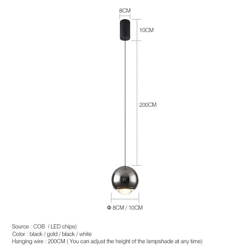 Modern chrome decorbites led chandelier bedroom spherical pendant light