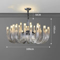 Modern chrome glass led chandelier bedroom curved pendant light