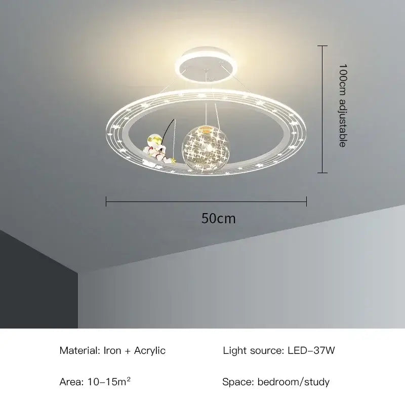 Modern whimsical starry led chandelier for bedroom with remote control