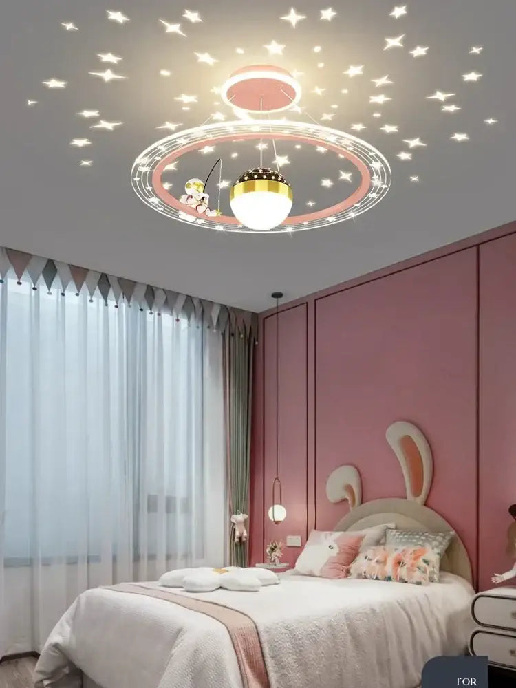 Modern whimsical starry led chandelier for bedroom with remote control