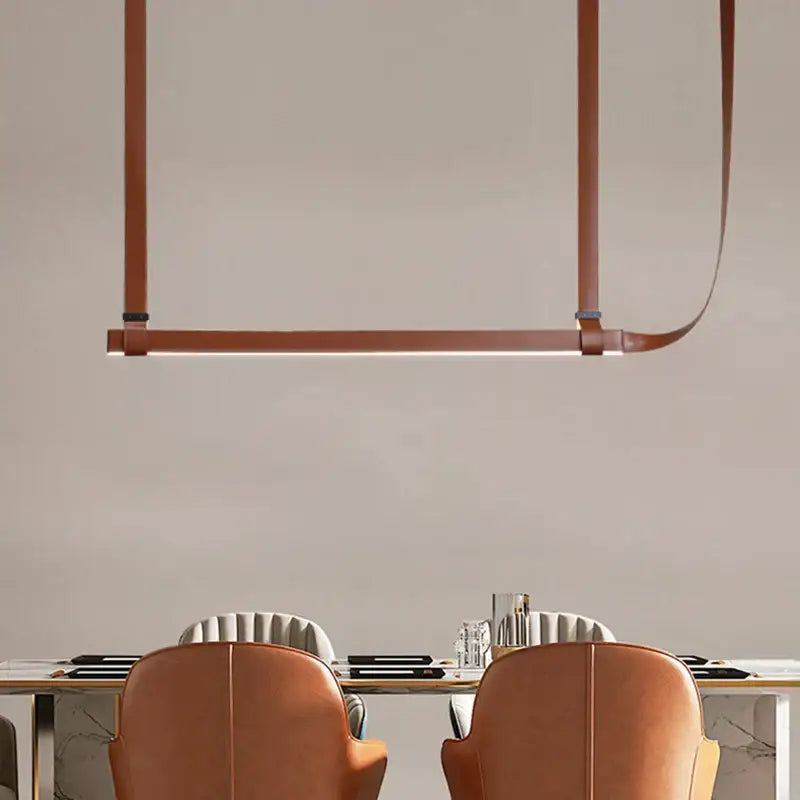Modern minimalist leather strap decorbites led chandelier dining room
