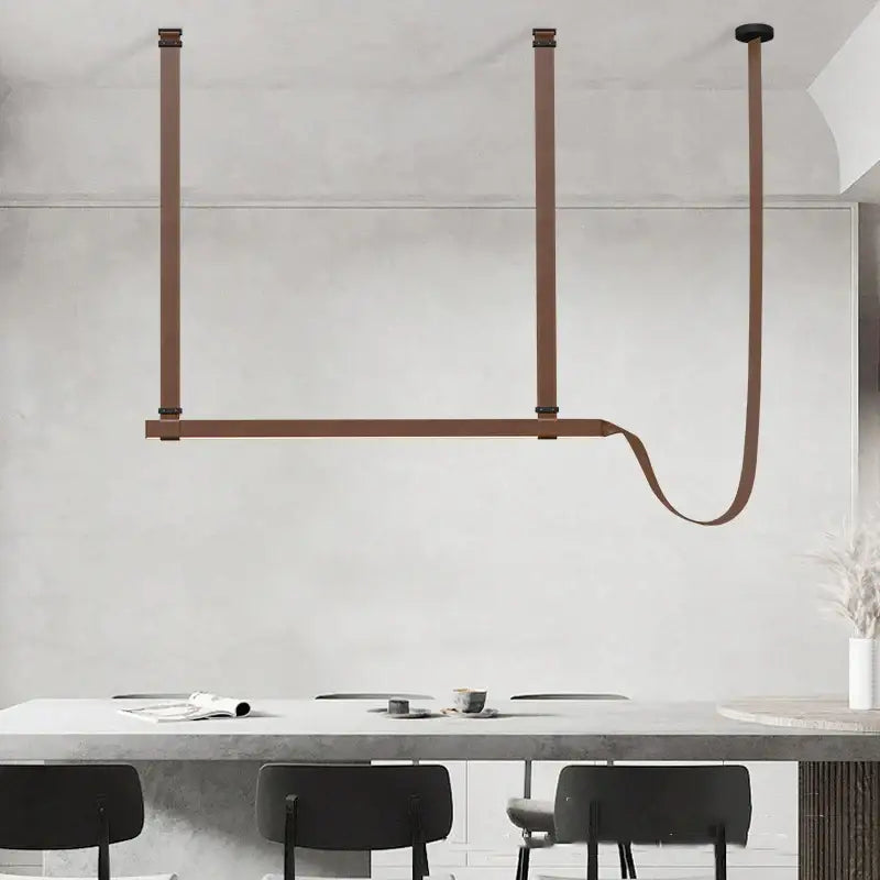 Modern minimalist leather strap decorbites led chandelier dining room