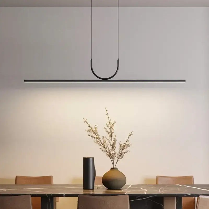 Nordic minimalist black metal led chandelier dining room pendant light