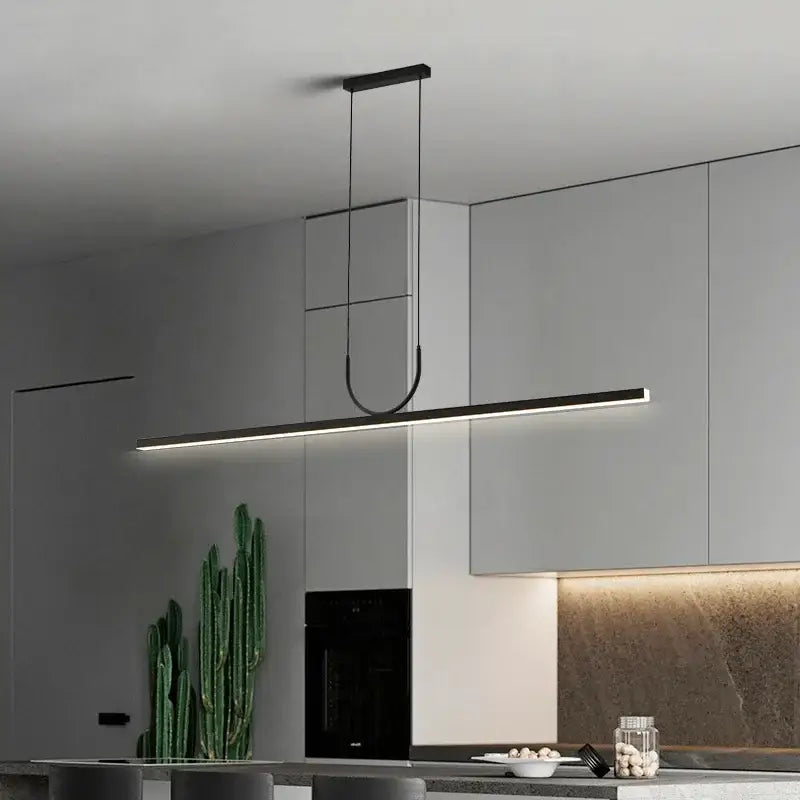 Nordic minimalist black metal led chandelier dining room pendant light