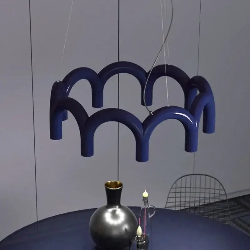 Modern blue wavy decorbites led chandelier dining room pendant light