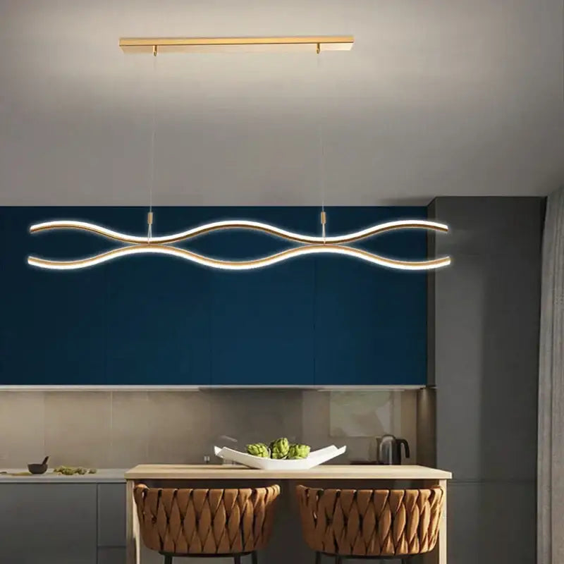 Modern wavy gold decorbites led chandelier dining room pendant light