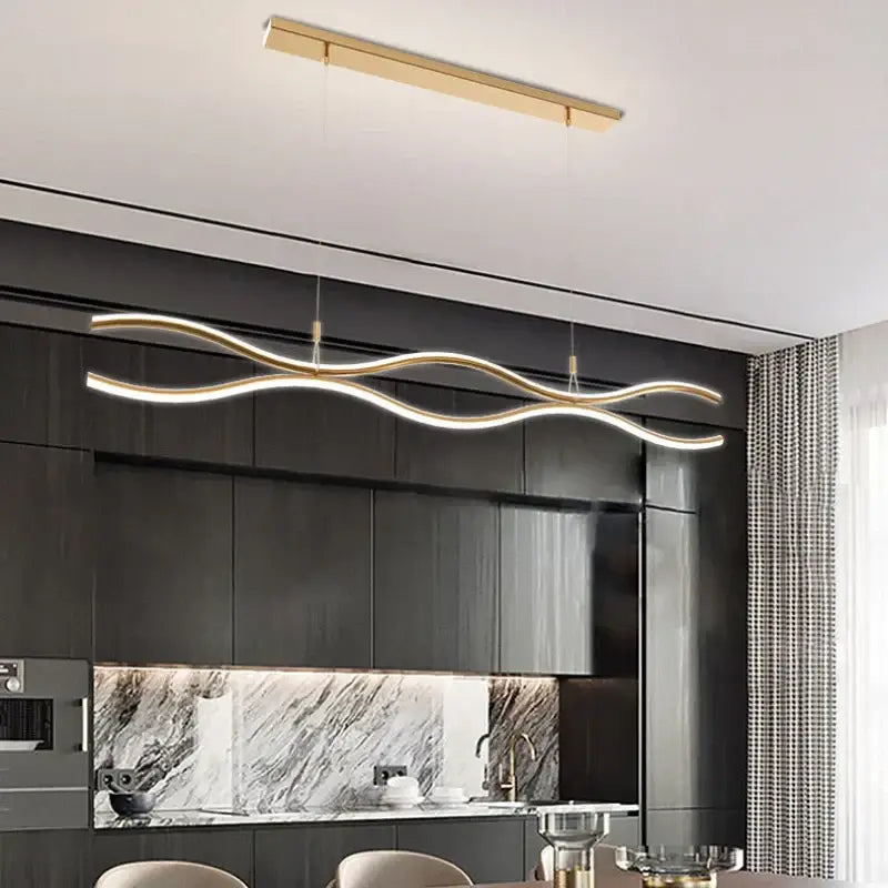 Modern wavy gold decorbites led chandelier dining room pendant light