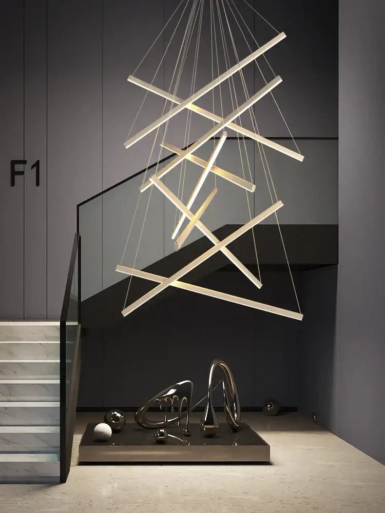 Modern black linear decorbites led chandelier for living room