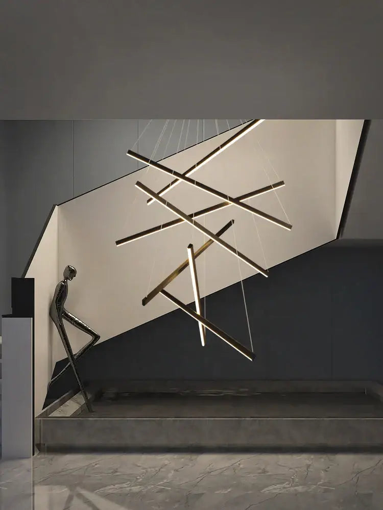 Modern black linear decorbites led chandelier for living room