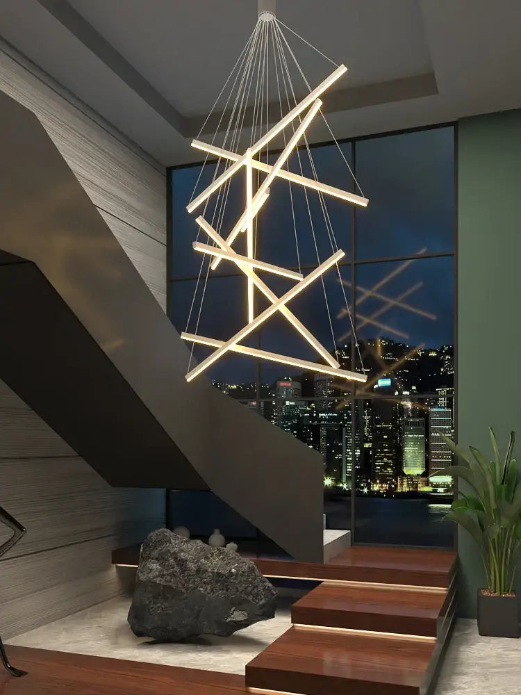 Modern black linear decorbites led chandelier for living room