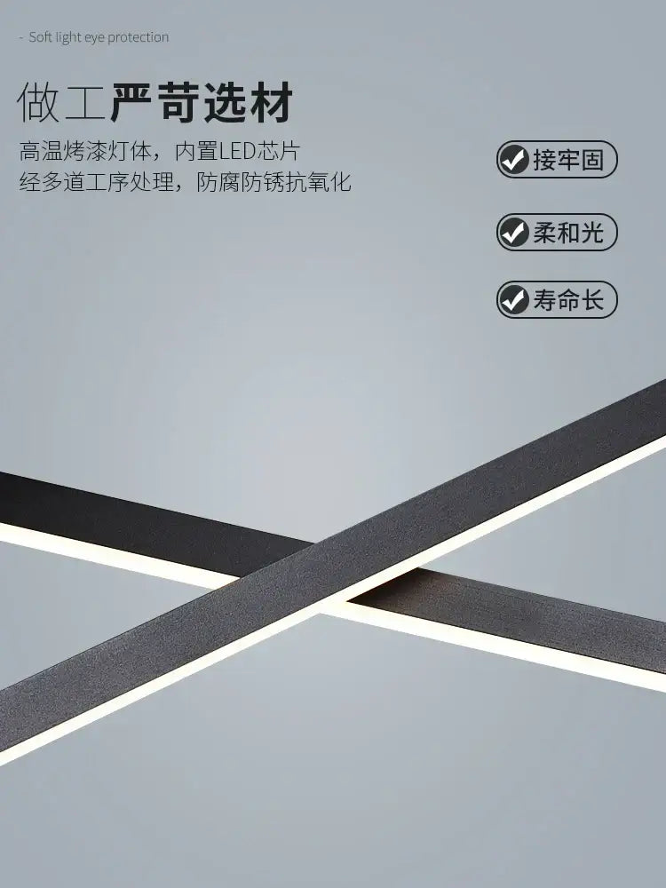 Modern black linear decorbites led chandelier for living room