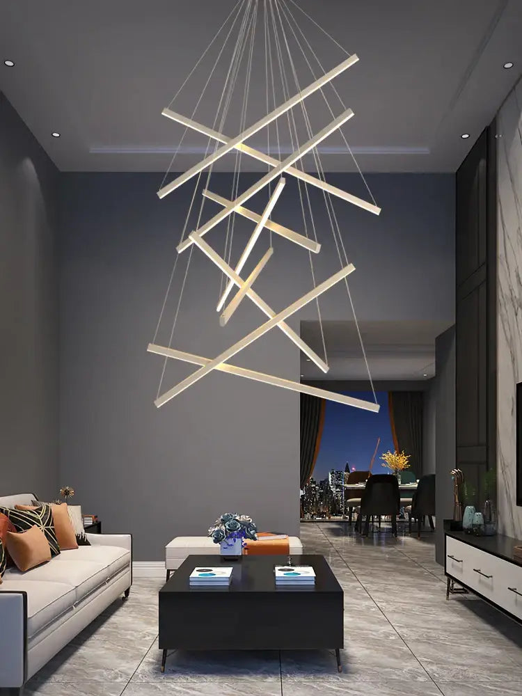 Modern black linear decorbites led chandelier for living room