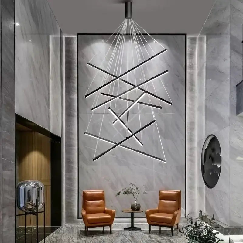 Modern black linear decorbites led chandelier for living room