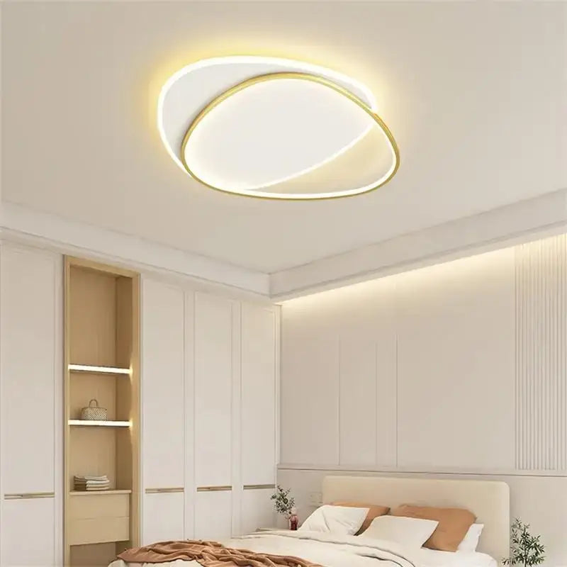 Modern white double ring led chandelier for living room glow