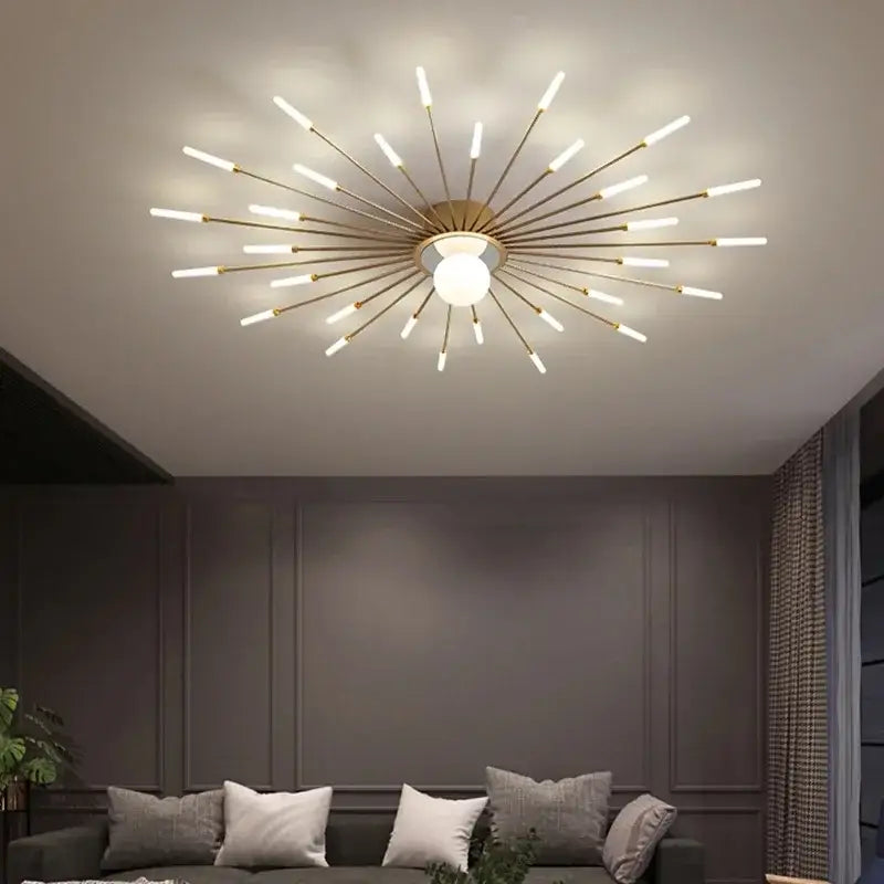 Modern gold starburst decorbites led chandelier bedroom lighting fixture