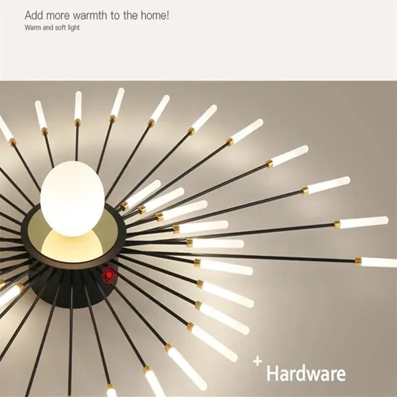 Modern gold starburst decorbites led chandelier bedroom lighting fixture