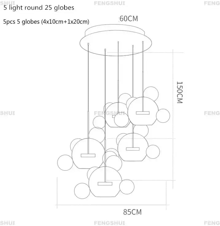 Modern nordic decor bubble ball led chandelier for dining room