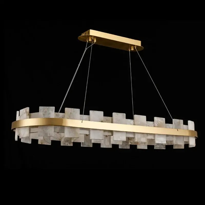 Modern gold and white marble led chandelier living room light