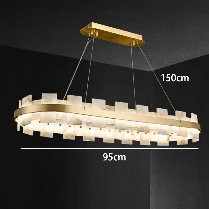 Modern gold and white marble led chandelier living room light