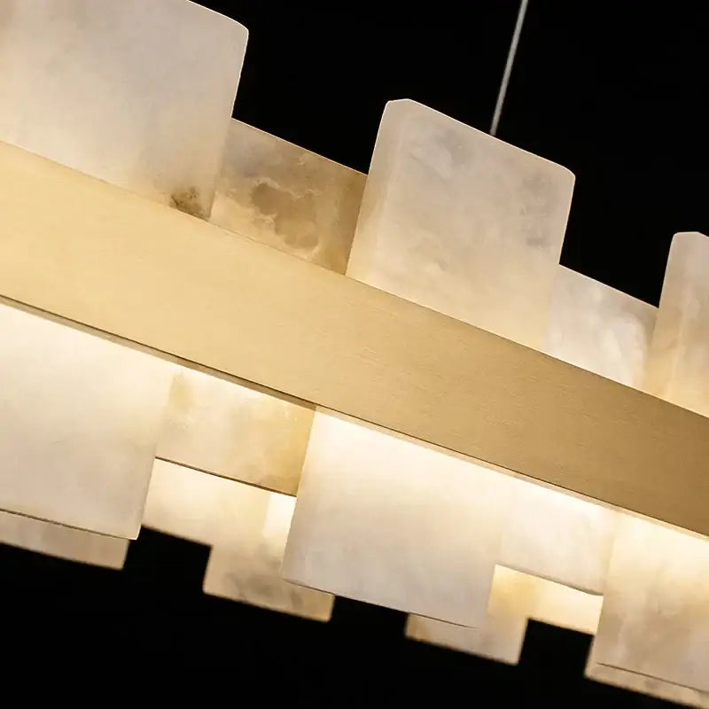 Modern gold and white marble led chandelier living room light