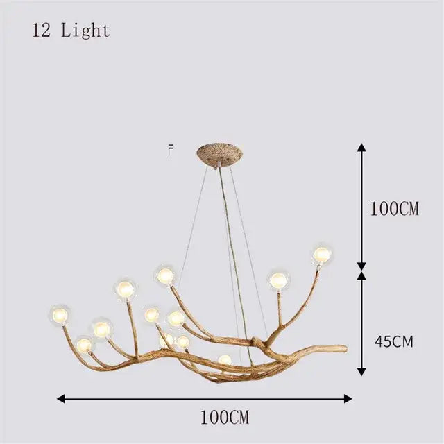 Bronze branch glass bubble chandelier dining room led glass light