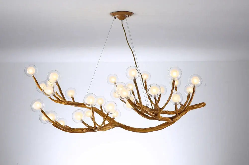 Bronze branch glass bubble chandelier dining room led glass light