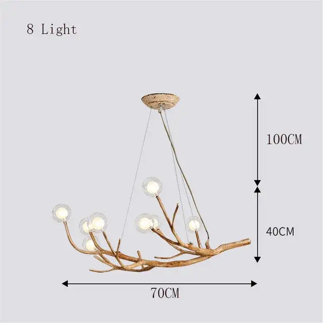 Bronze branch glass bubble chandelier dining room led glass light