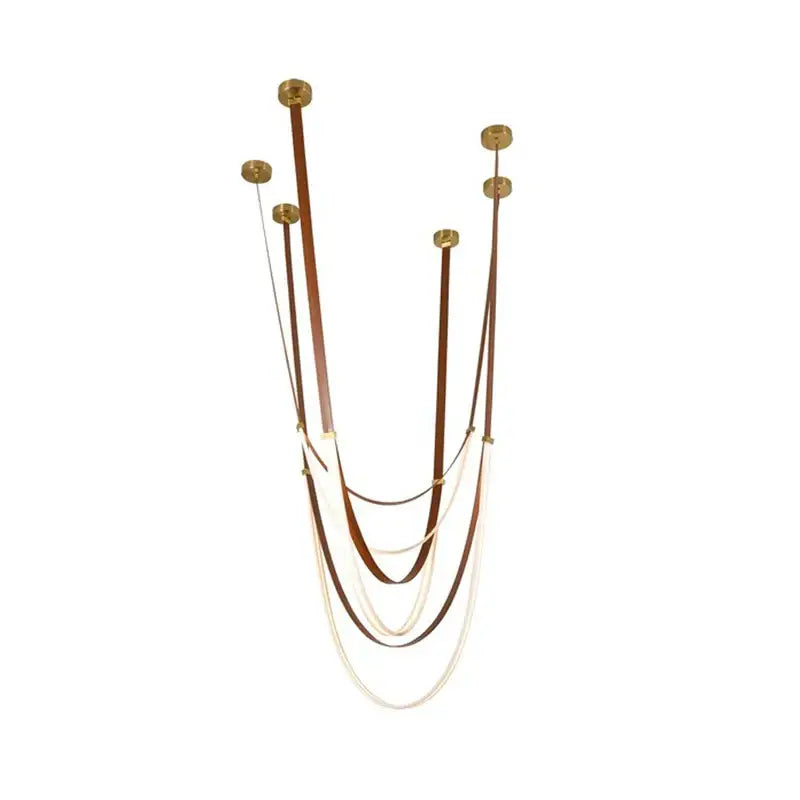 Modern minimalist led chandelier leather belt living room light