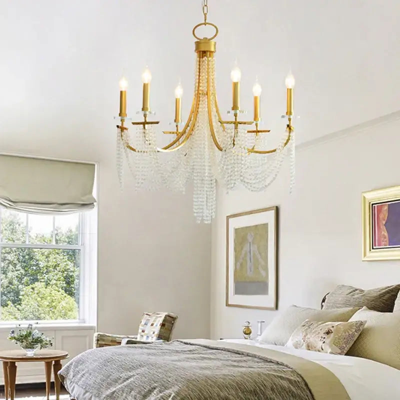 Classical vintage gold led lustres hanging chandelier dining room