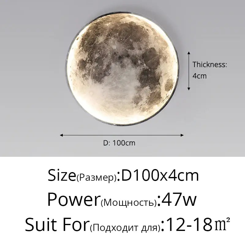 Modern black led moon wall lamp bedroom decor