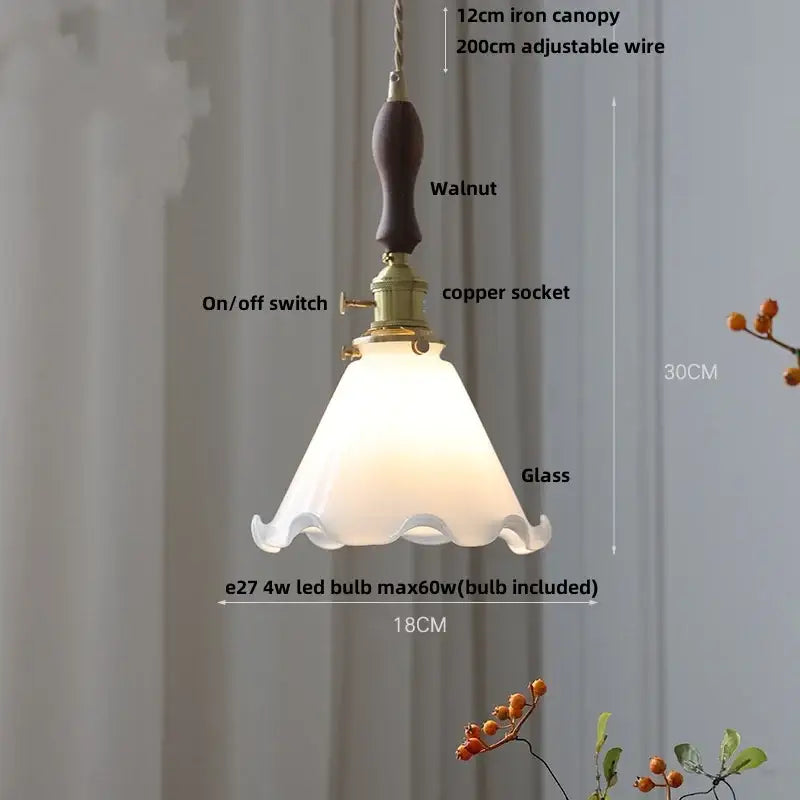 Antique brass petal glass led pendant lamp dining room