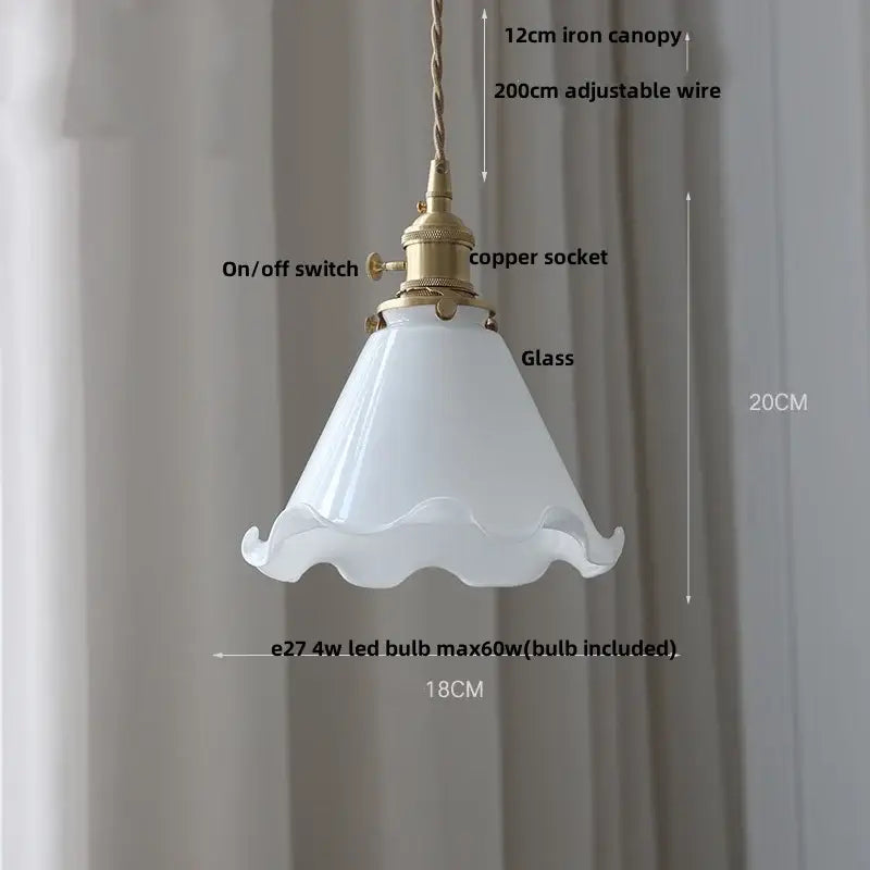 Antique brass petal glass led pendant lamp dining room