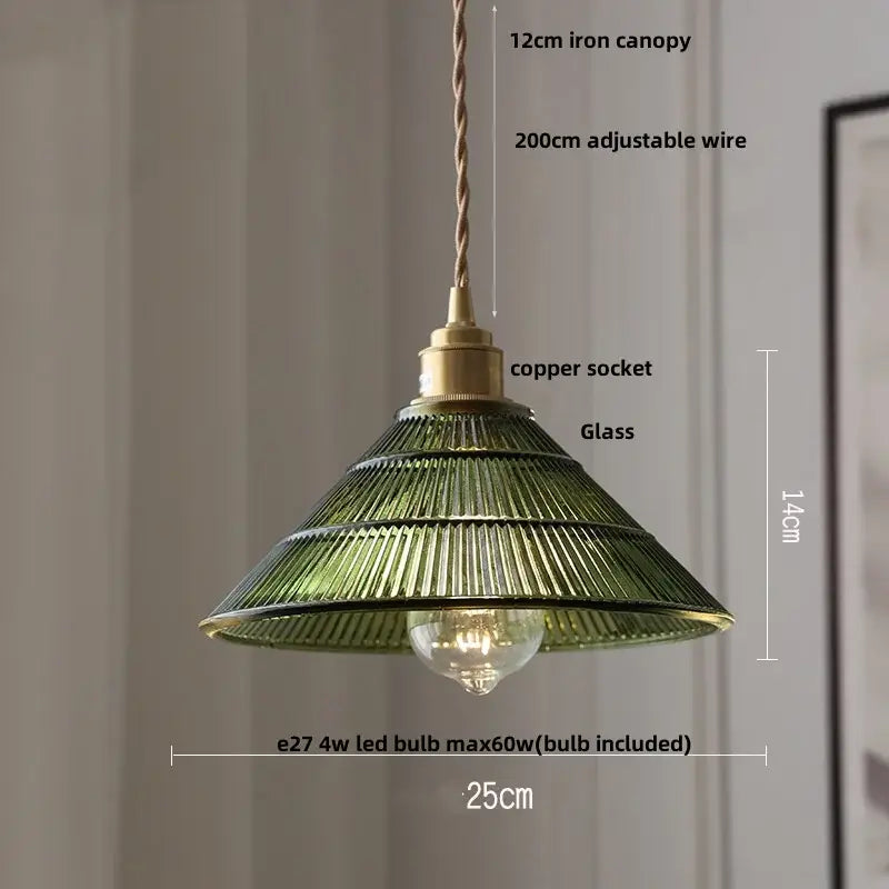 Antique brass petal glass led pendant lamp dining room