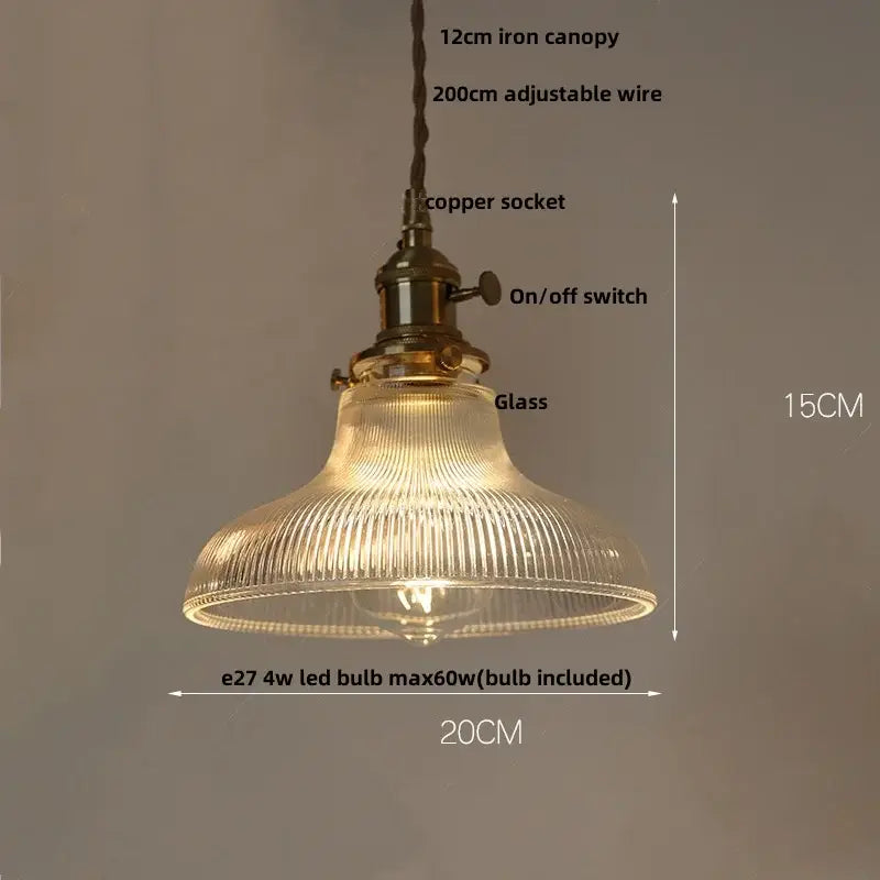Antique brass petal glass led pendant lamp dining room