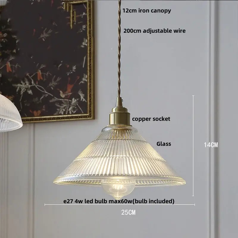 Antique brass petal glass led pendant lamp dining room