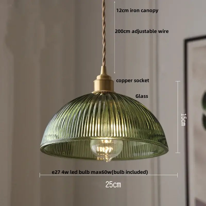 Antique brass petal glass led pendant lamp dining room