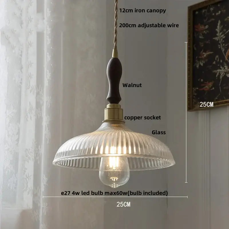 Antique brass petal glass led pendant lamp dining room