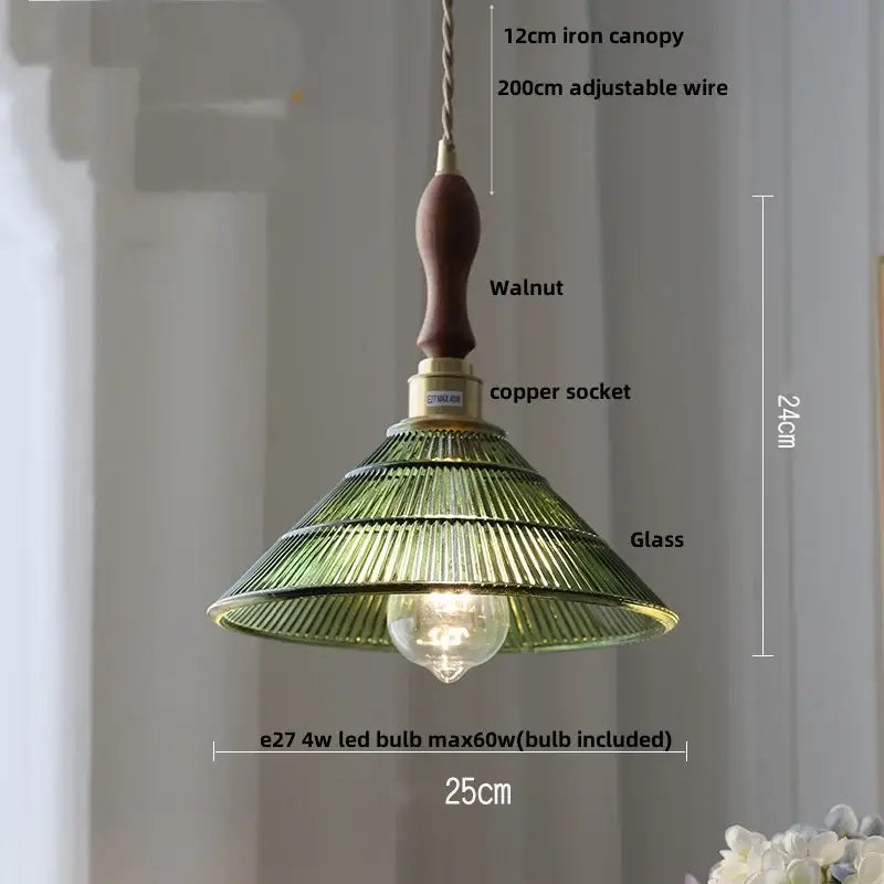 Antique brass petal glass led pendant lamp dining room