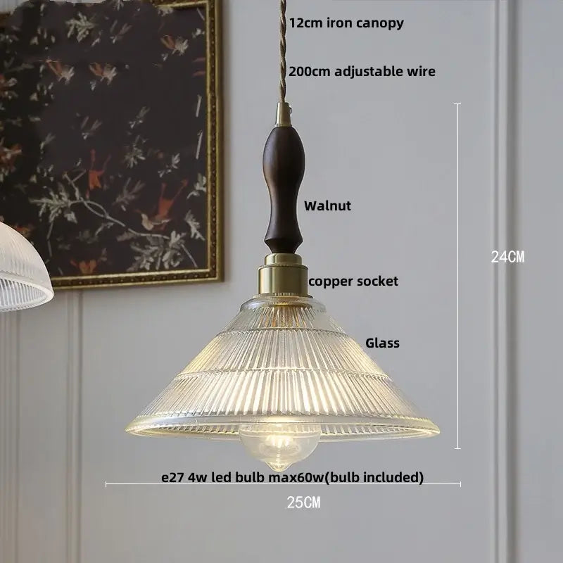 Antique brass petal glass led pendant lamp dining room