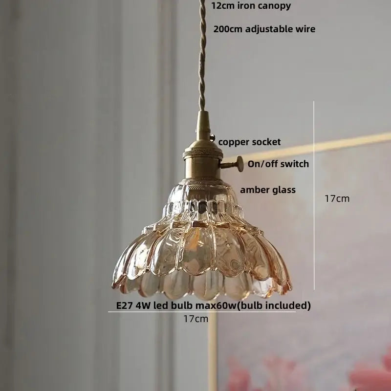 Blue ribbed glass and brass led pendant light for kitchens