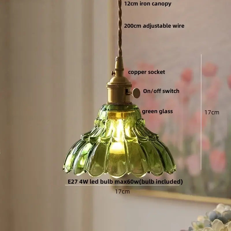 Blue ribbed glass and brass led pendant light for kitchens