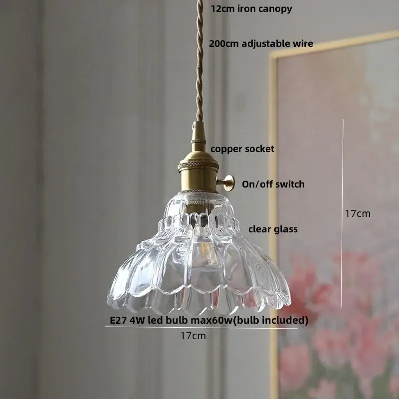 Blue ribbed glass and brass led pendant light for kitchens