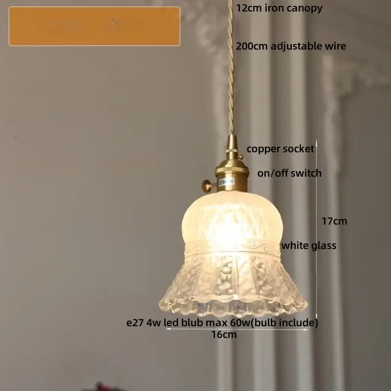 Blue ribbed glass and brass led pendant light for kitchens
